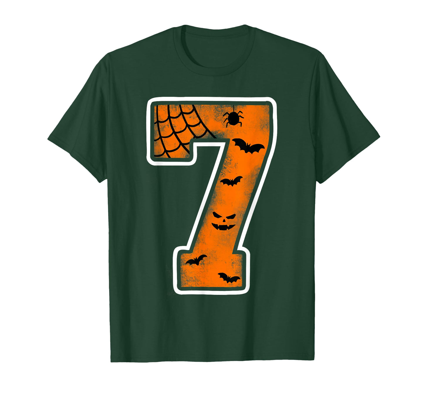 Number 7 7th Birthday Boy Seven Halloween Happy Birthday T-Shirt