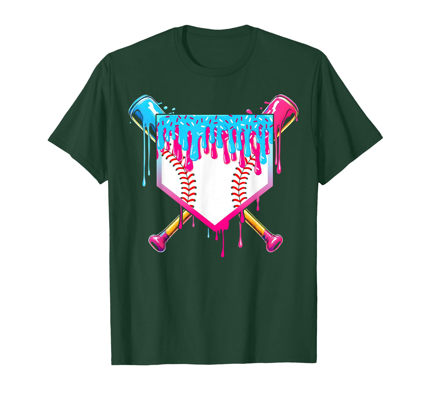 Baseball Drip Boy Ice Cream Sprinkle Youth Baseball Birthday T-Shirt