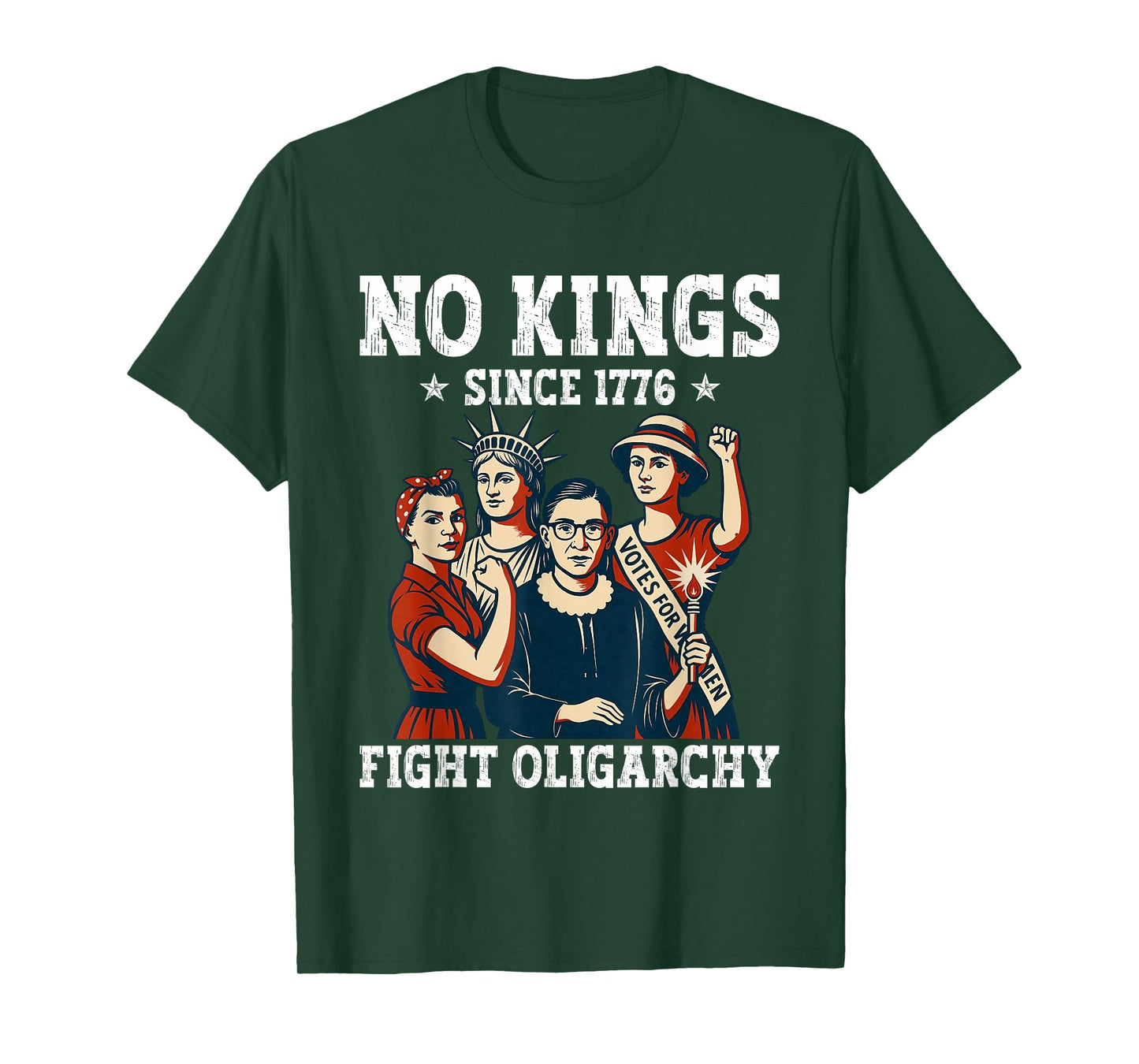 Women No Kings Fight Oligarchy Feminist Patriot 4th Of July T-Shirt