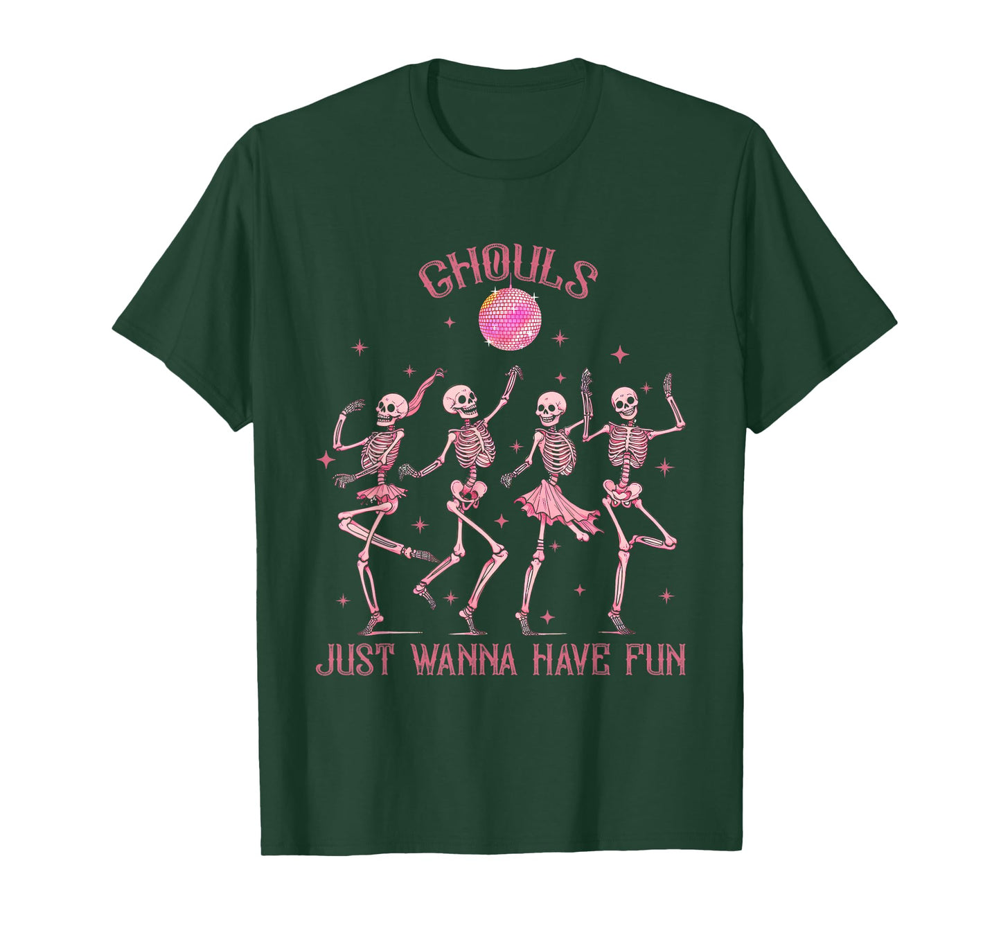 Girl Ghouls Just Wanna Have Fun Disco Party Dancing Skeleton T-Shirt