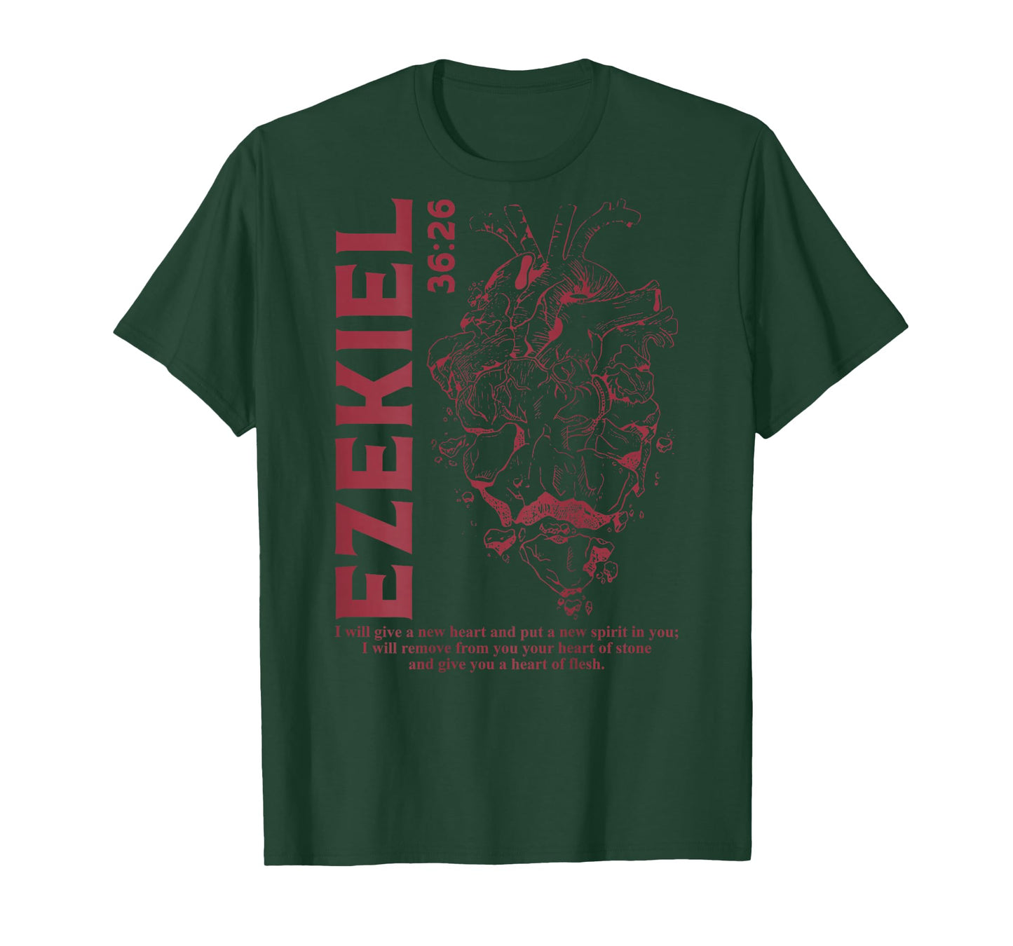 Vintage Ezekiel 36-26 Heart Of Flesh Bible Verse Christian T-Shirt