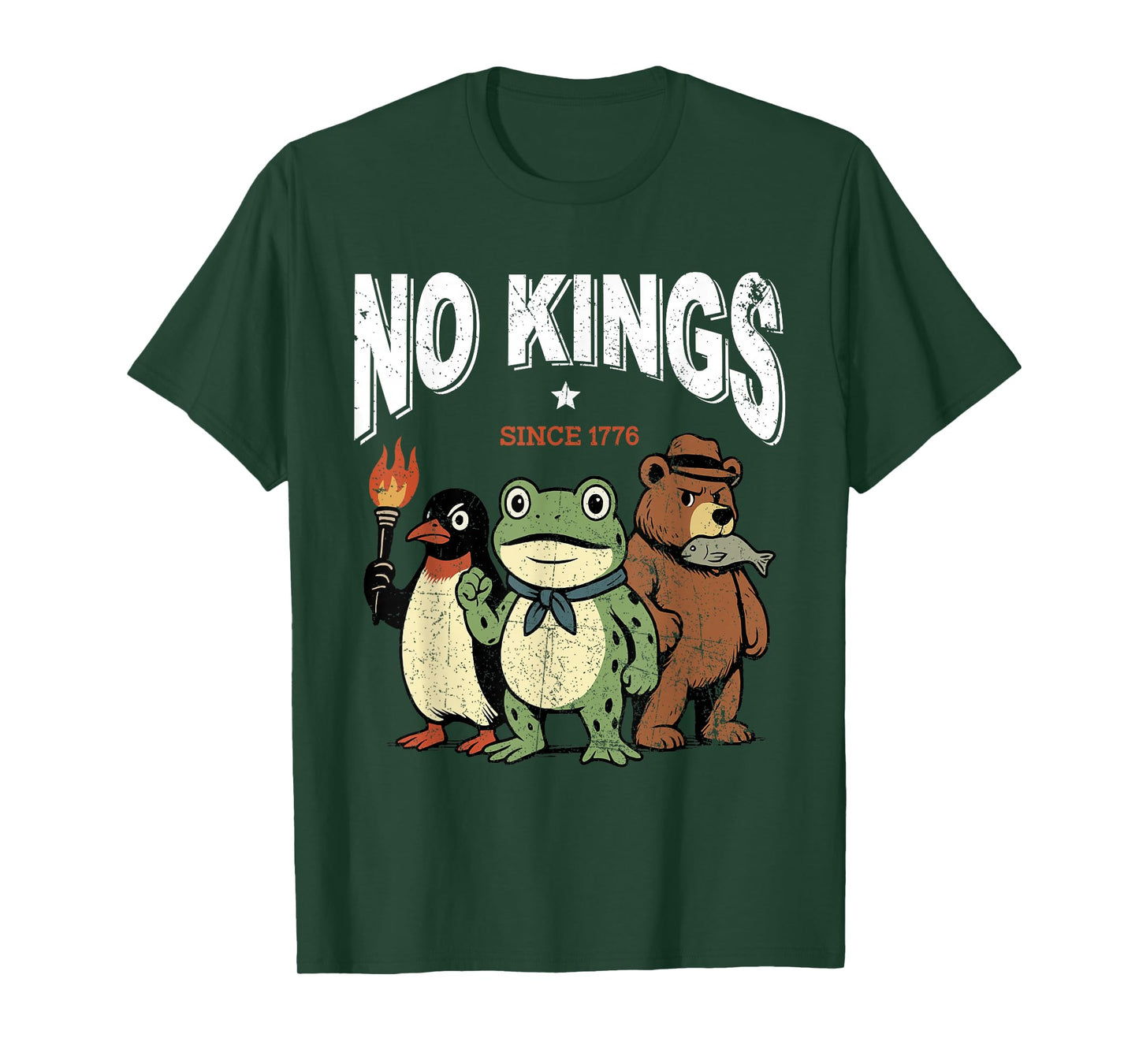 No Kings Since 1776 Portland Frog Bear Protest Funny T-Shirt