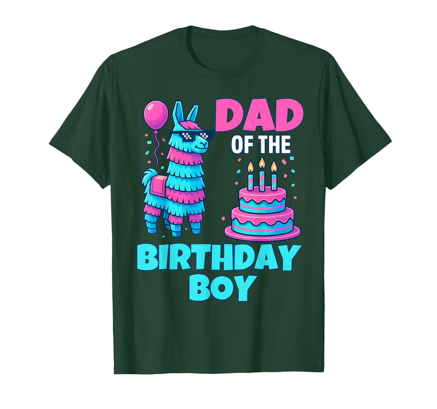 dad of Birthday Boy Llama Pinata Party family mathing men T-Shirt