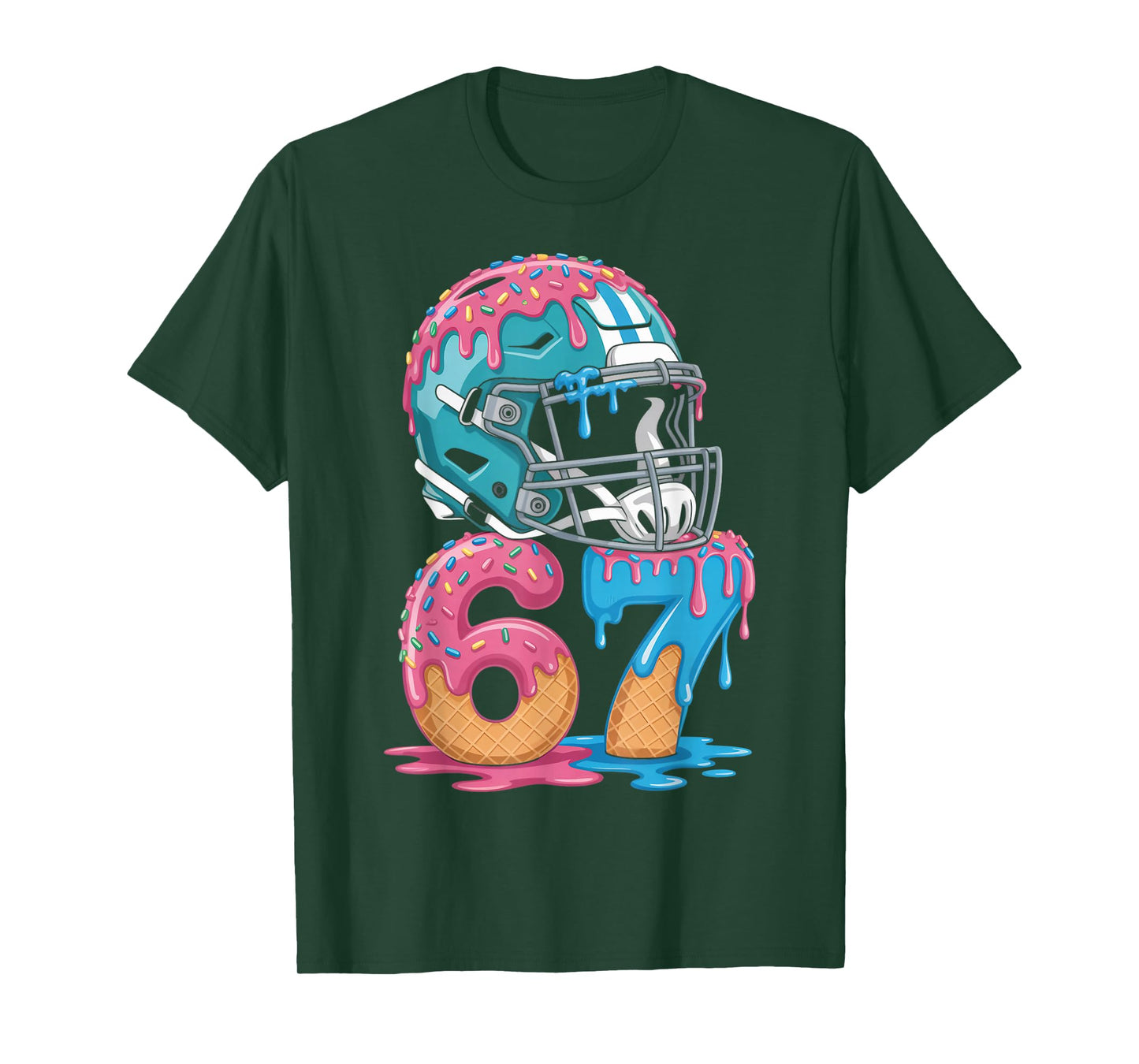 67 Number 67th Sports American Football Ice Cream Drip T-Shirt