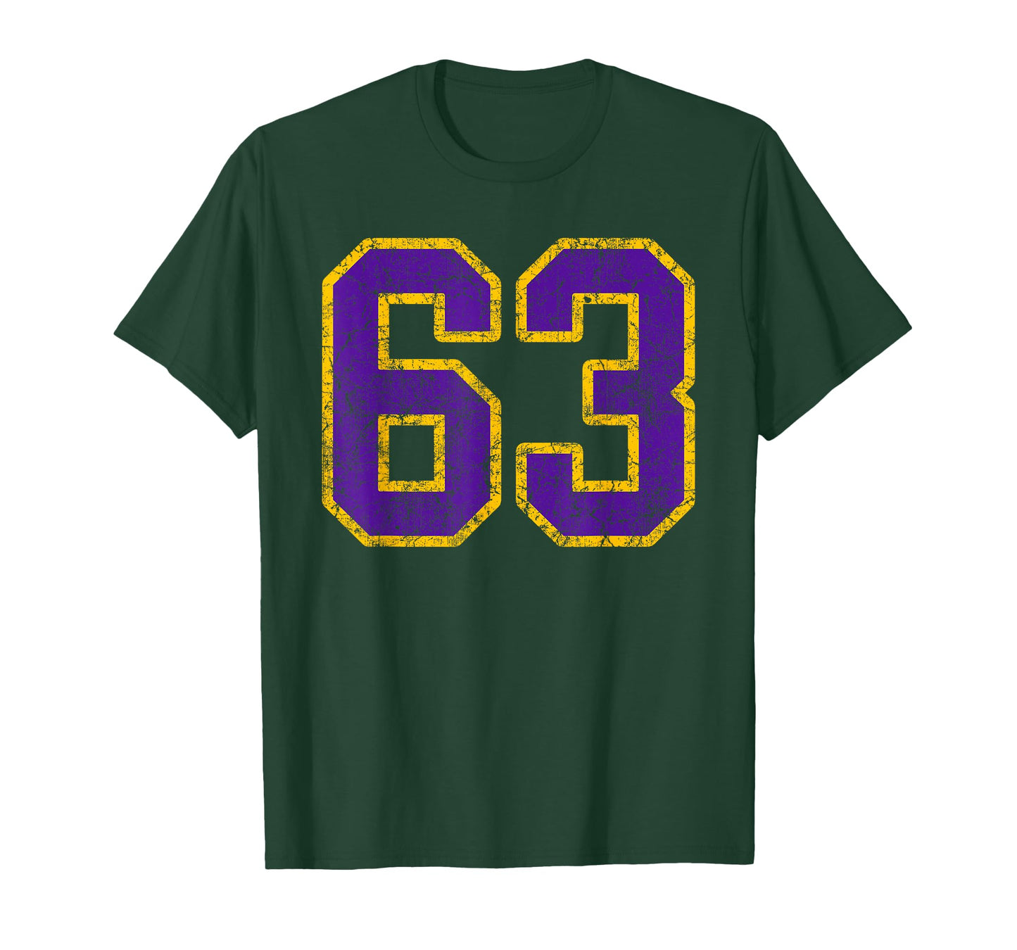 Purple Gold Number 63 Jersey Player Uniform #63 Grunge T-Shirt