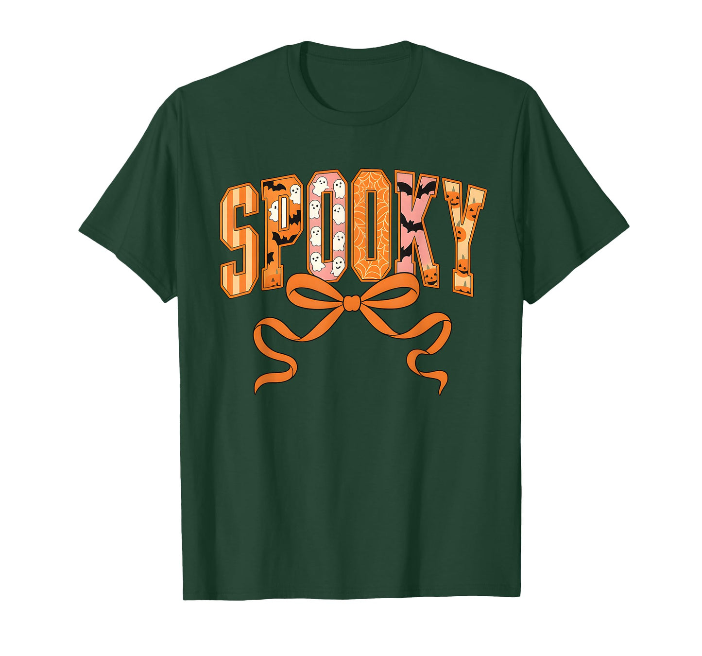 Spooky Coquette Girly Pumpkin Ghost Funny Halloween T-Shirt