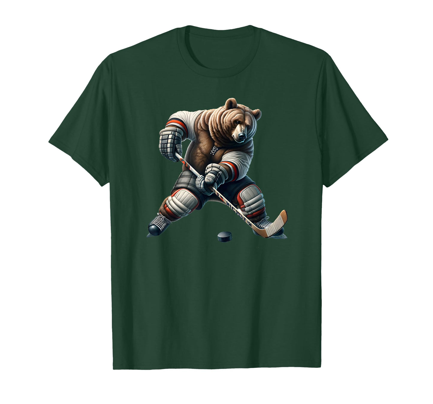 Cute Bear Playing Hockey For Bear And Hockey Lover T-Shirt