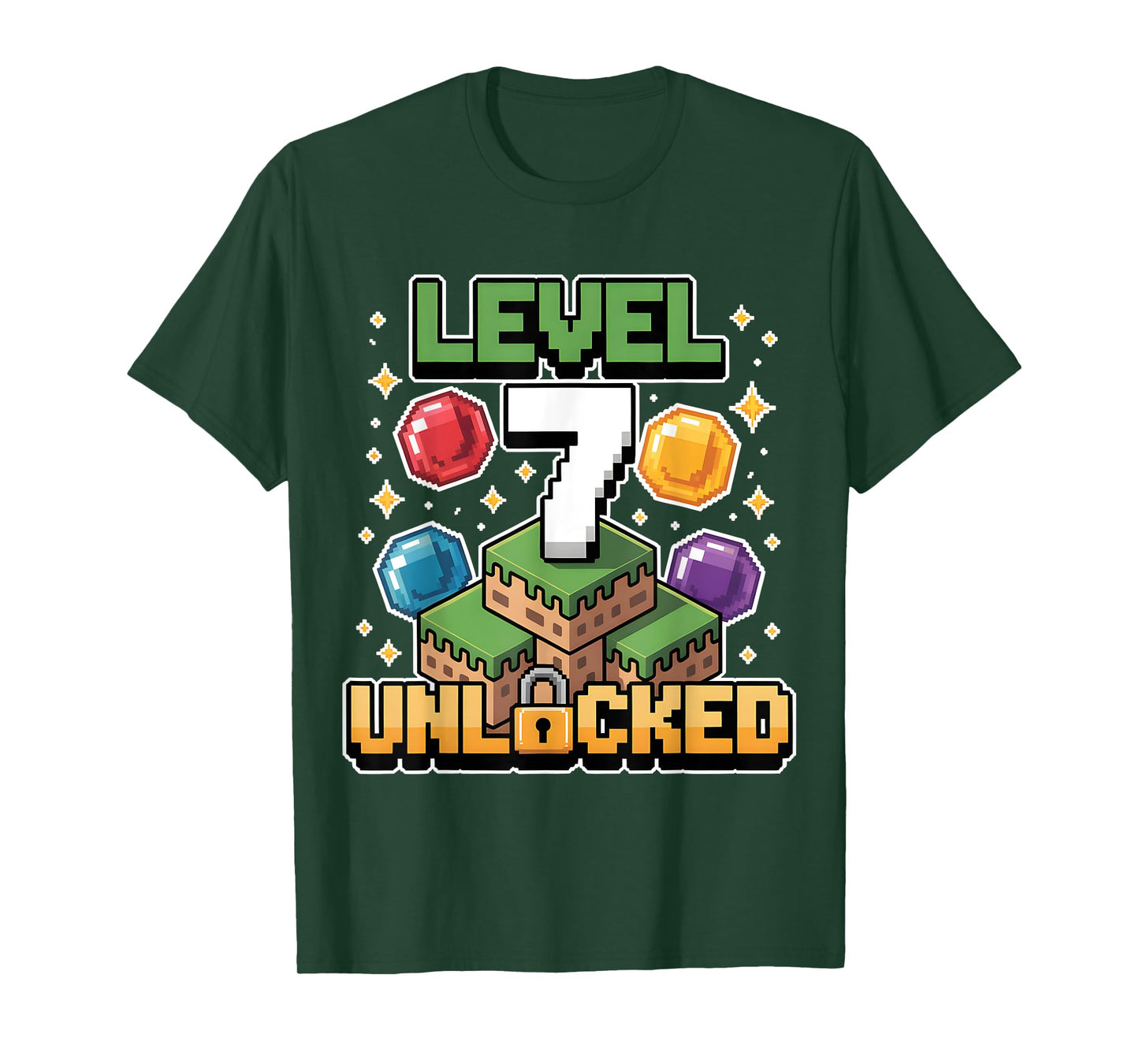 Pixel Gaming 7 Year Old Video Game 7th Birthday Boys Kids T-Shirt