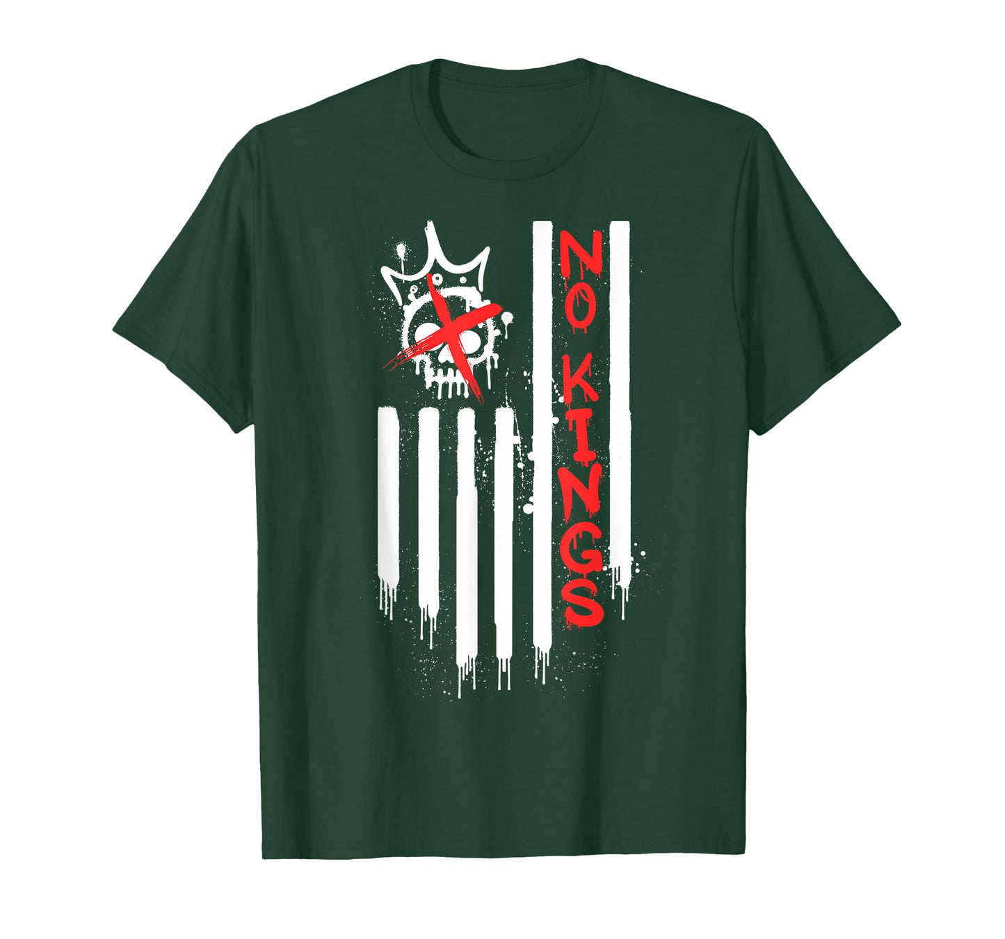 No to Kings Day in America March and Protest U.S. Flag Skull T-Shirt