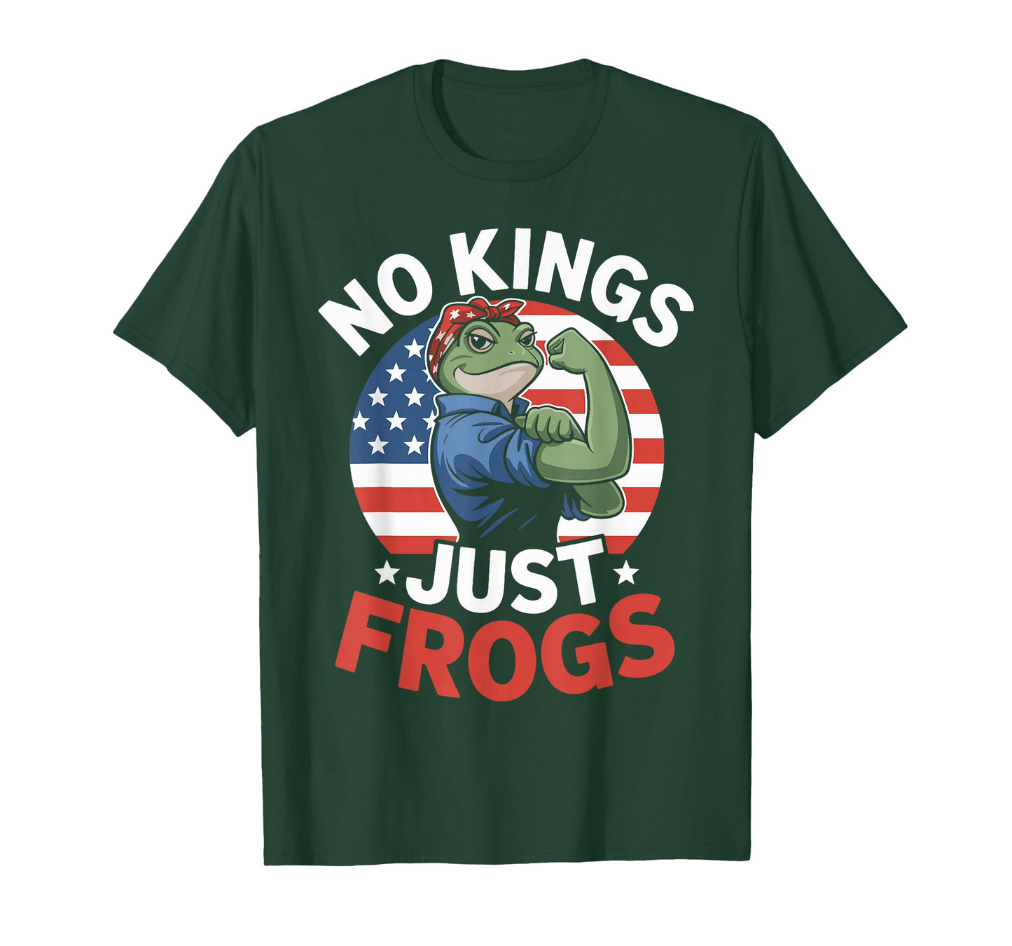 No Kings Just Frogs Patriotic Retro T-Shirt
