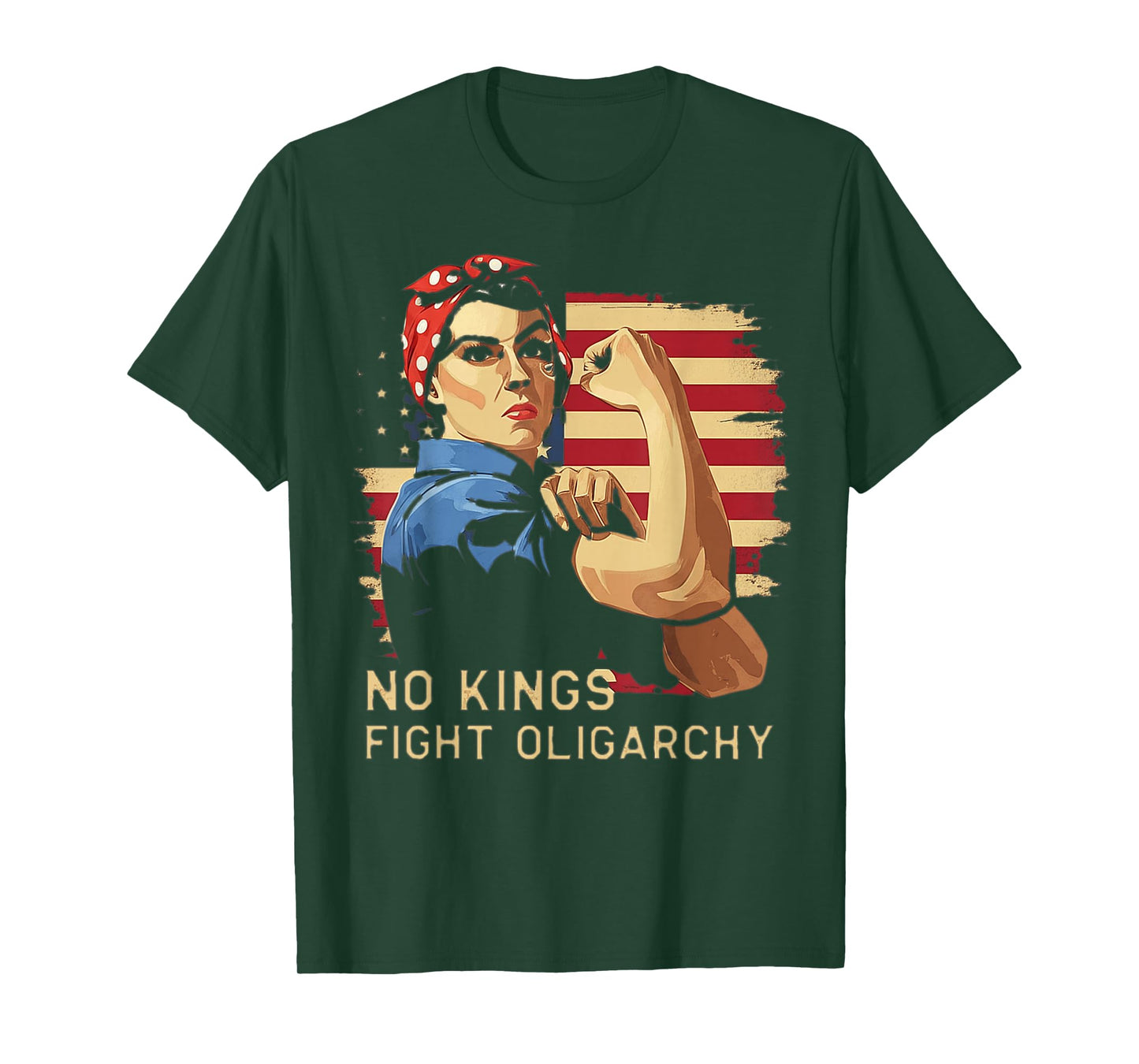 Vintage No Kings Fight Oligarchy America Flag Women Girls T-Shirt