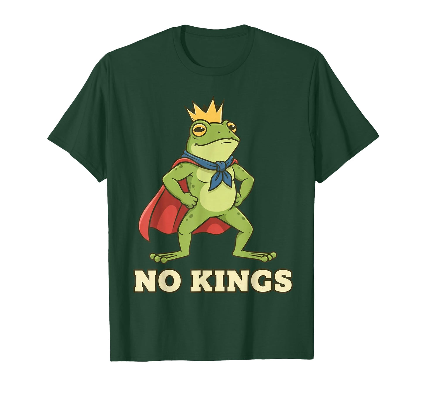 No Kings Frog Hero Protest Funny Retro T-Shirt