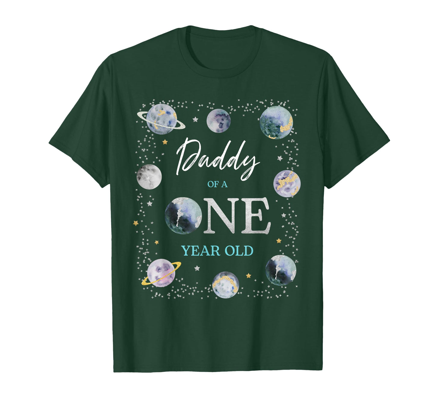 Daddy Houston We Have One Year Old Space Theme 1st Birthday T-Shirt