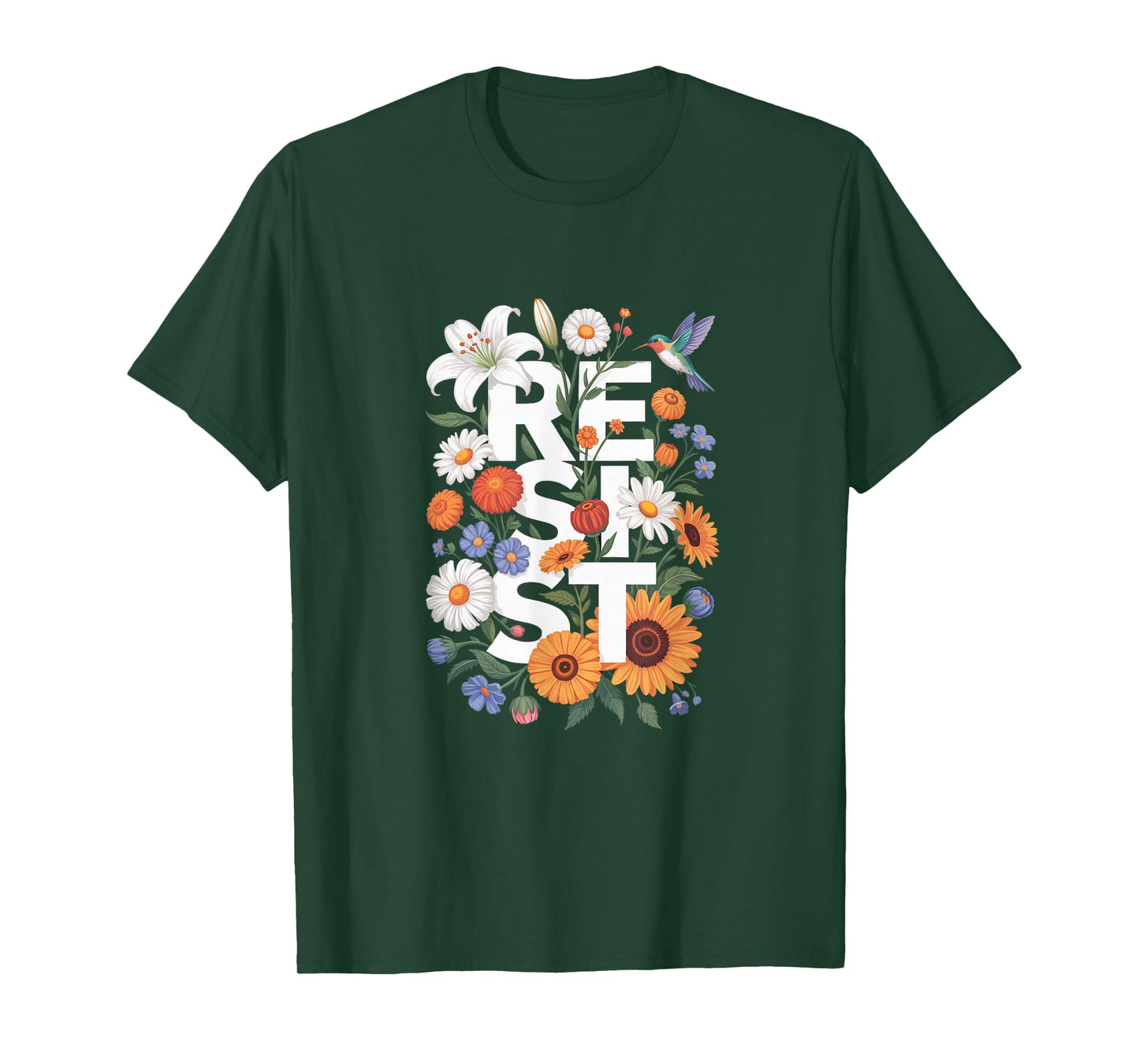 Resist Floral Protest Feminist Political Women Anti-Trum T-Shirt