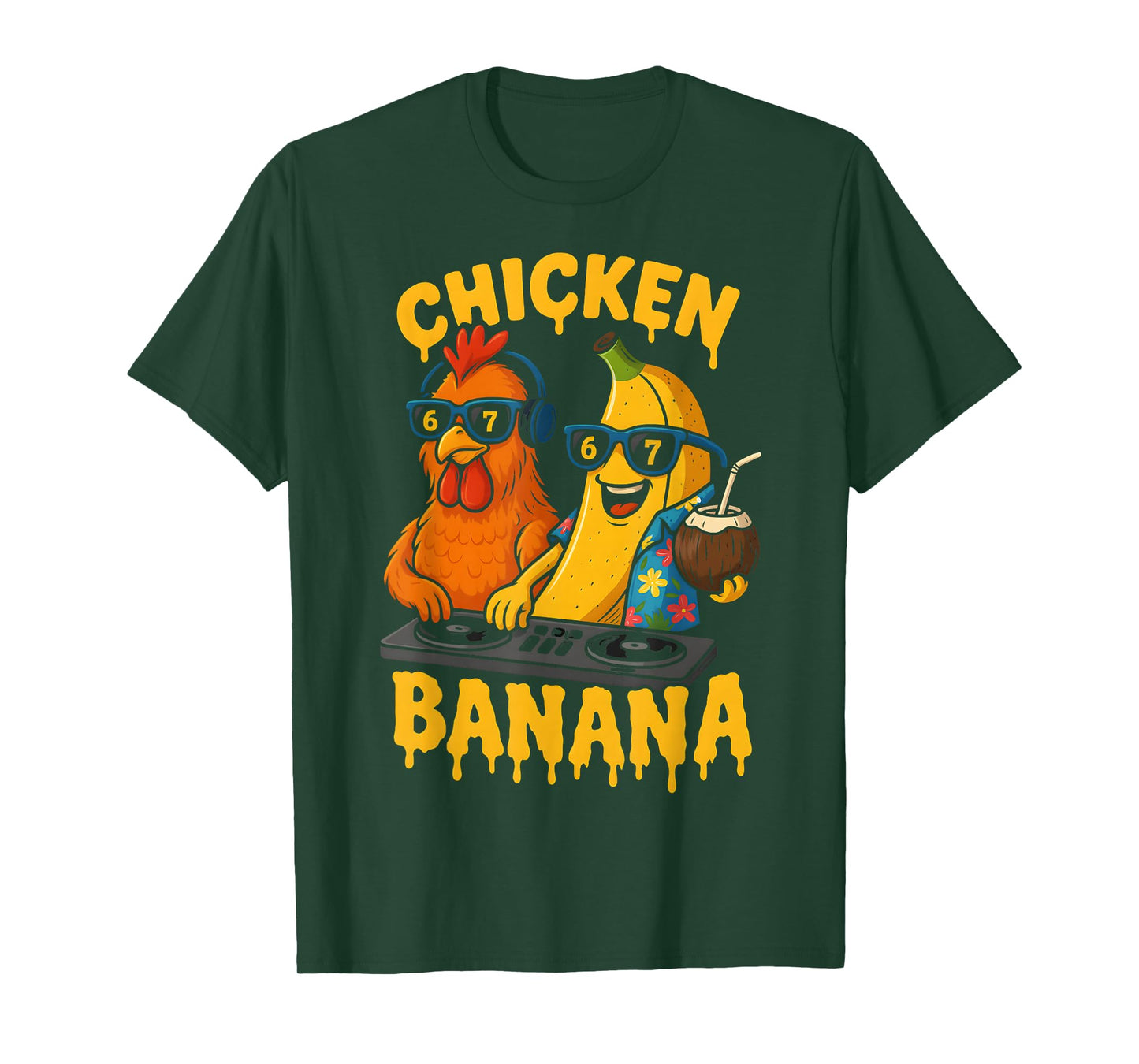 HUGvyn Six Seven Meme 6 7 Chicken Banana DJ Ice Cream Drip T-Shirt