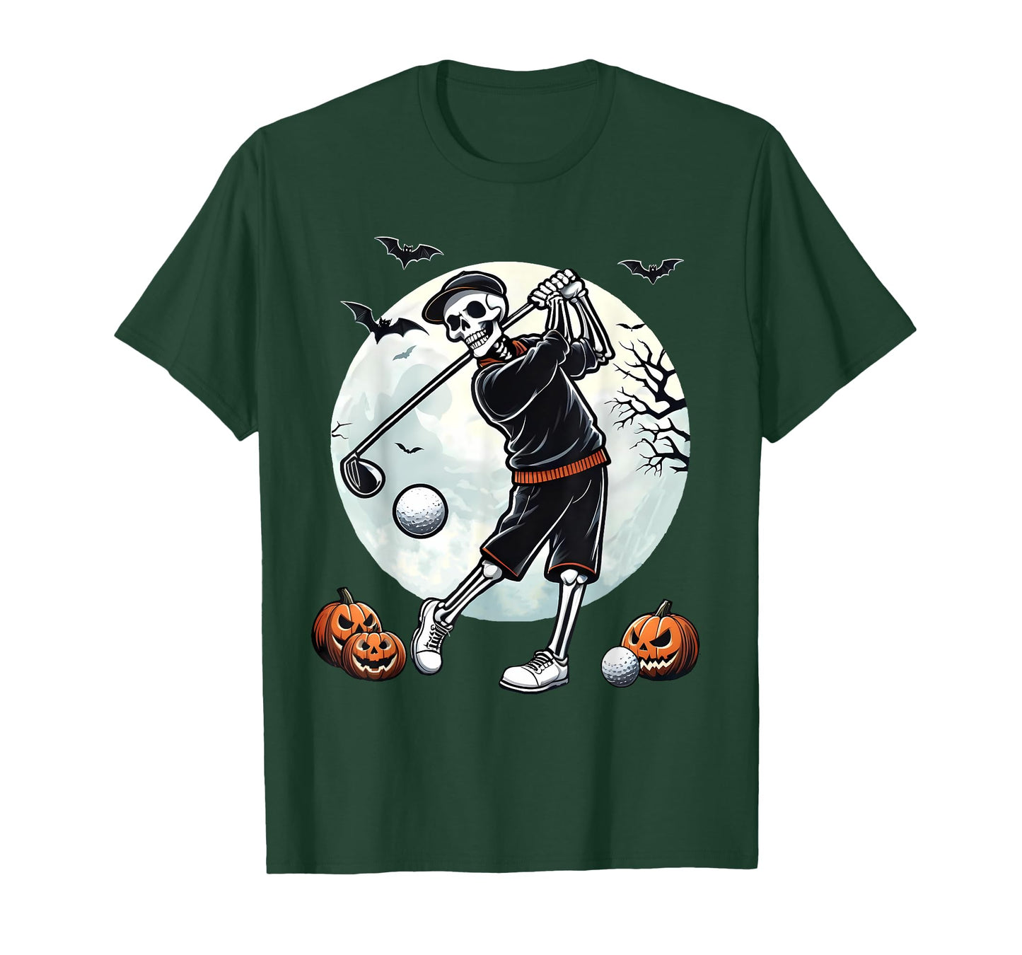 Halloween Skeleton Playing Golf Funny Golfer Boys Kids Men T-Shirt