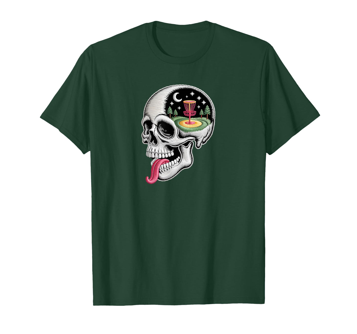 Funny Dreaming Skull Disc Golf Lover Dad Husband Disc Golf T-Shirt