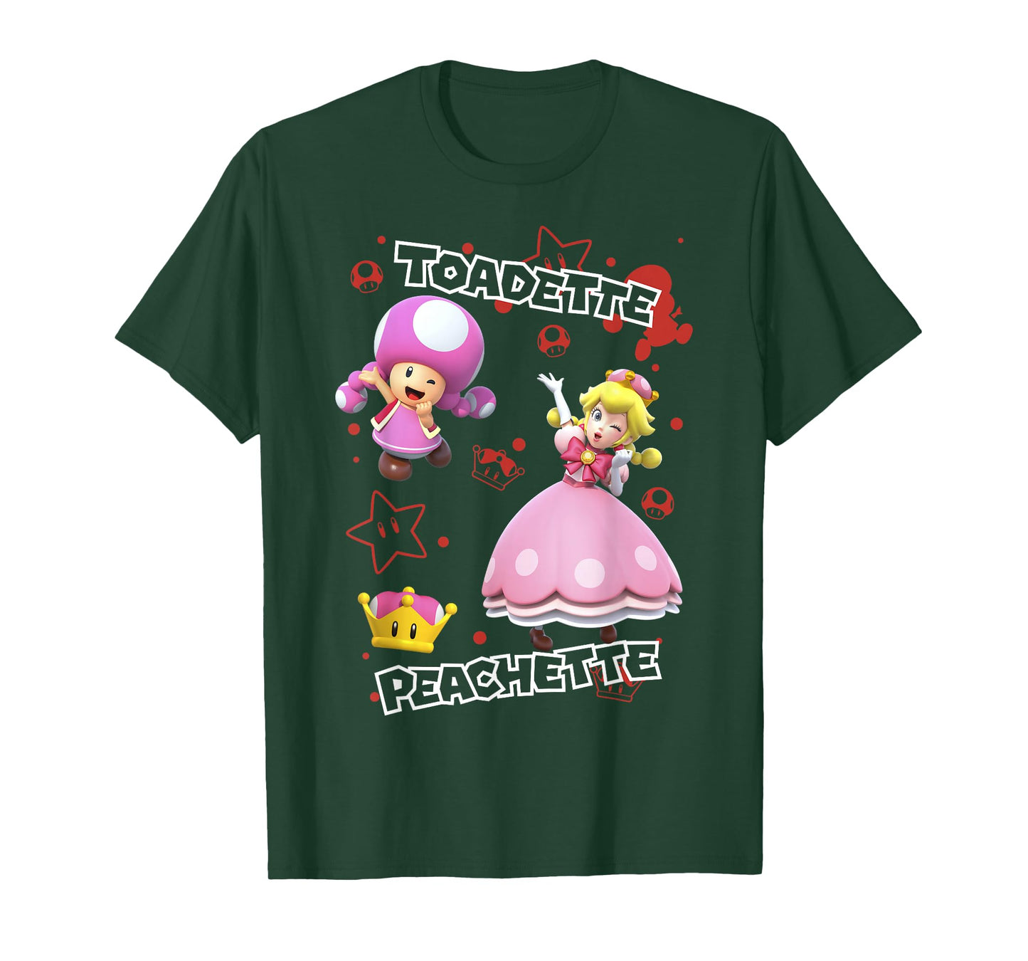Super Mario Peachette And Toadette Symbol Collage Portrait T-Shirt