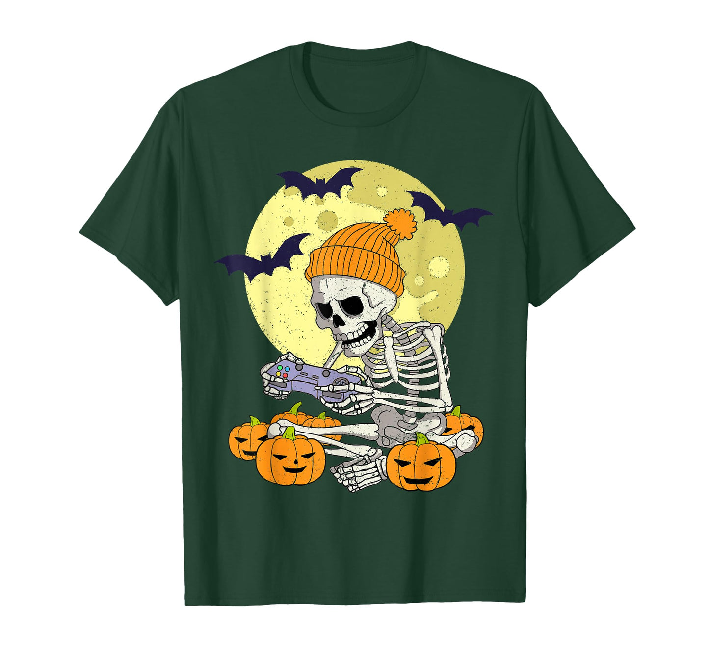 Funny Halloween Skeleton Gamer Video Games Boys Mens Gaming T-Shirt