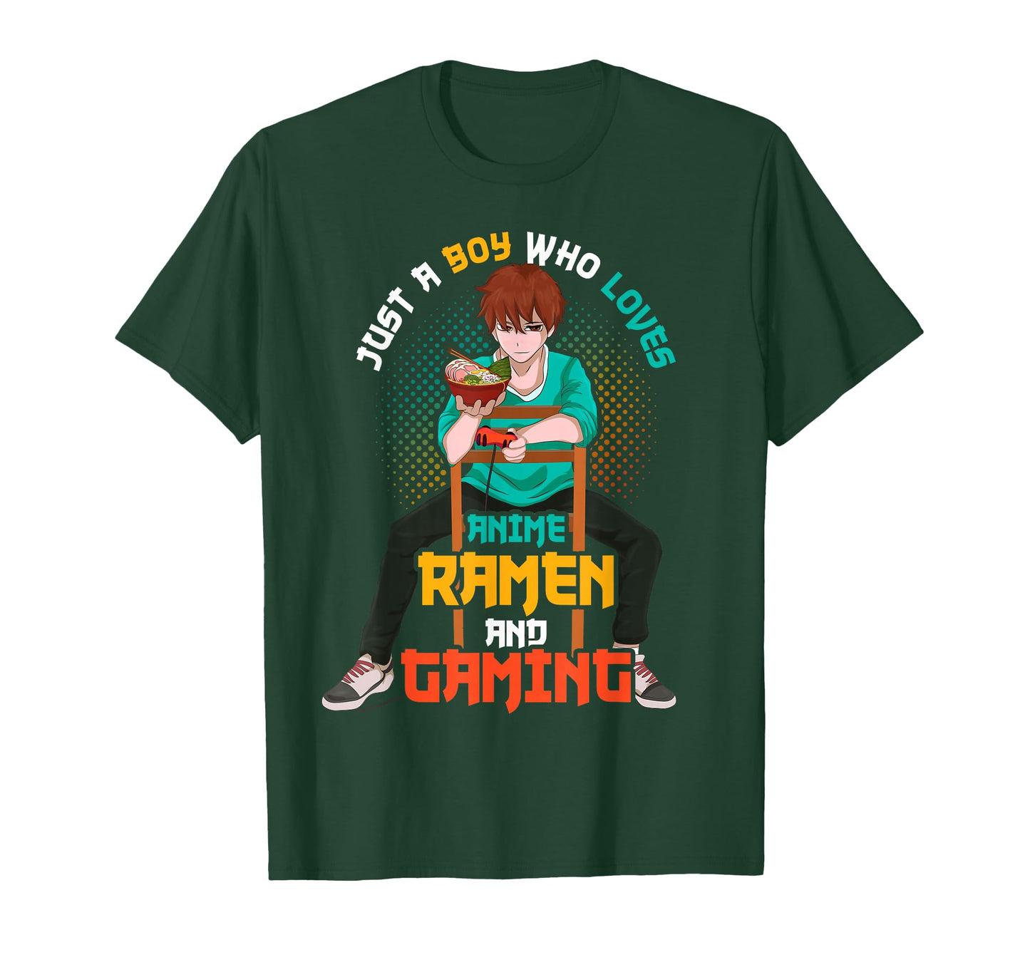 Gamer Ramen Noodles Gaming Japanese Manga Boys Anime T-Shirt