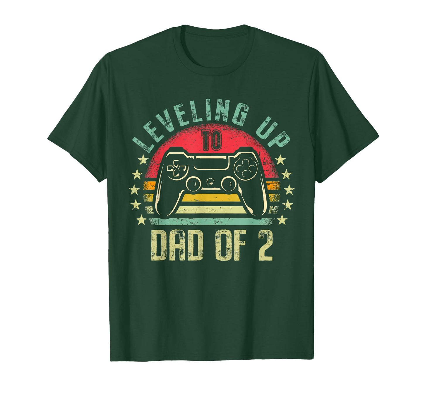 Leveling Up To Dad of 2 Daddy Again Leveled Up Video Gamer T-Shirt