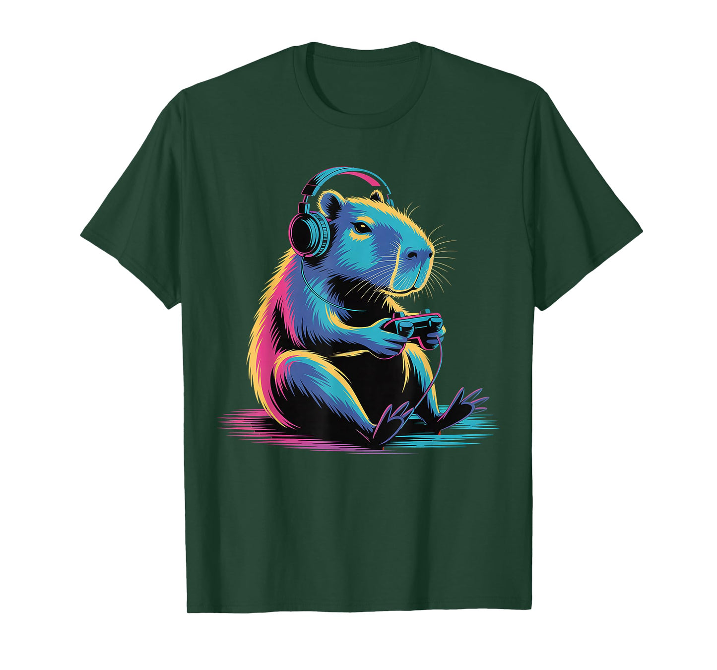 Funny Gamer Capybara Graphic Art Video Game Boys Girls Teens T-Shirt