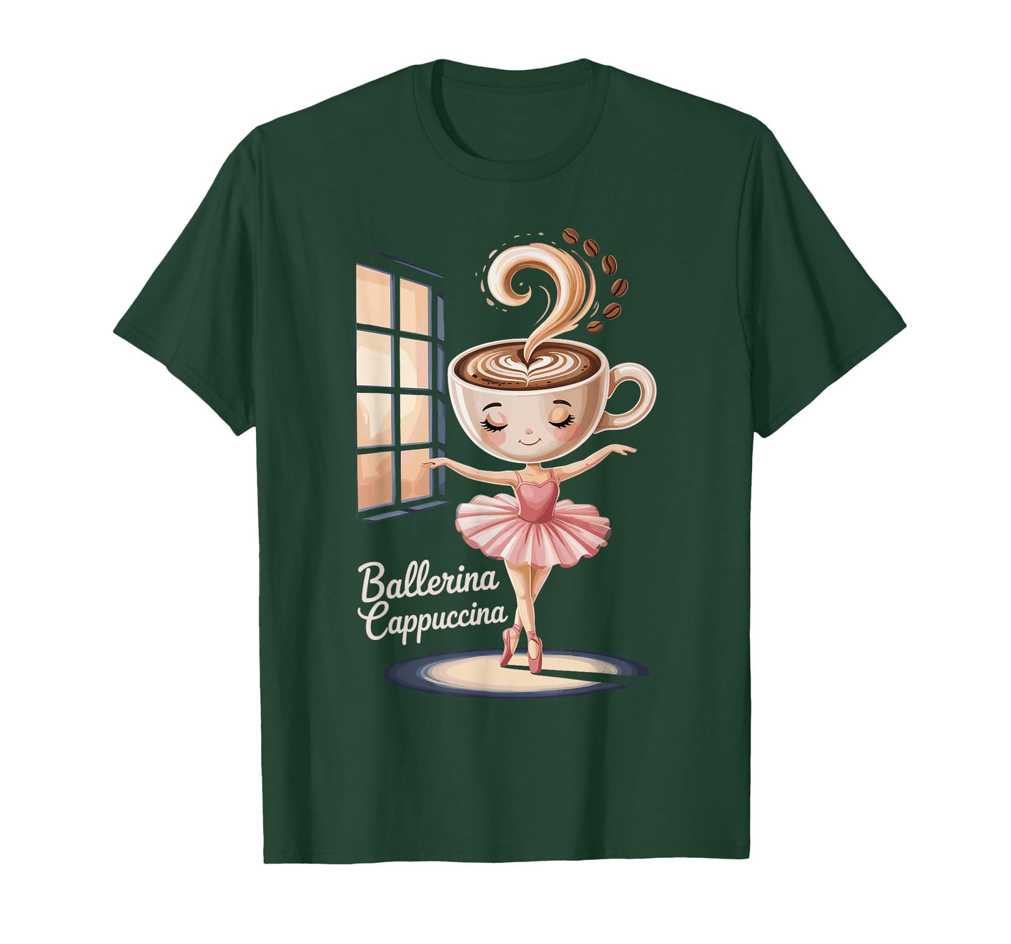 Playful Cappuccino Ballerina Design T-Shirt