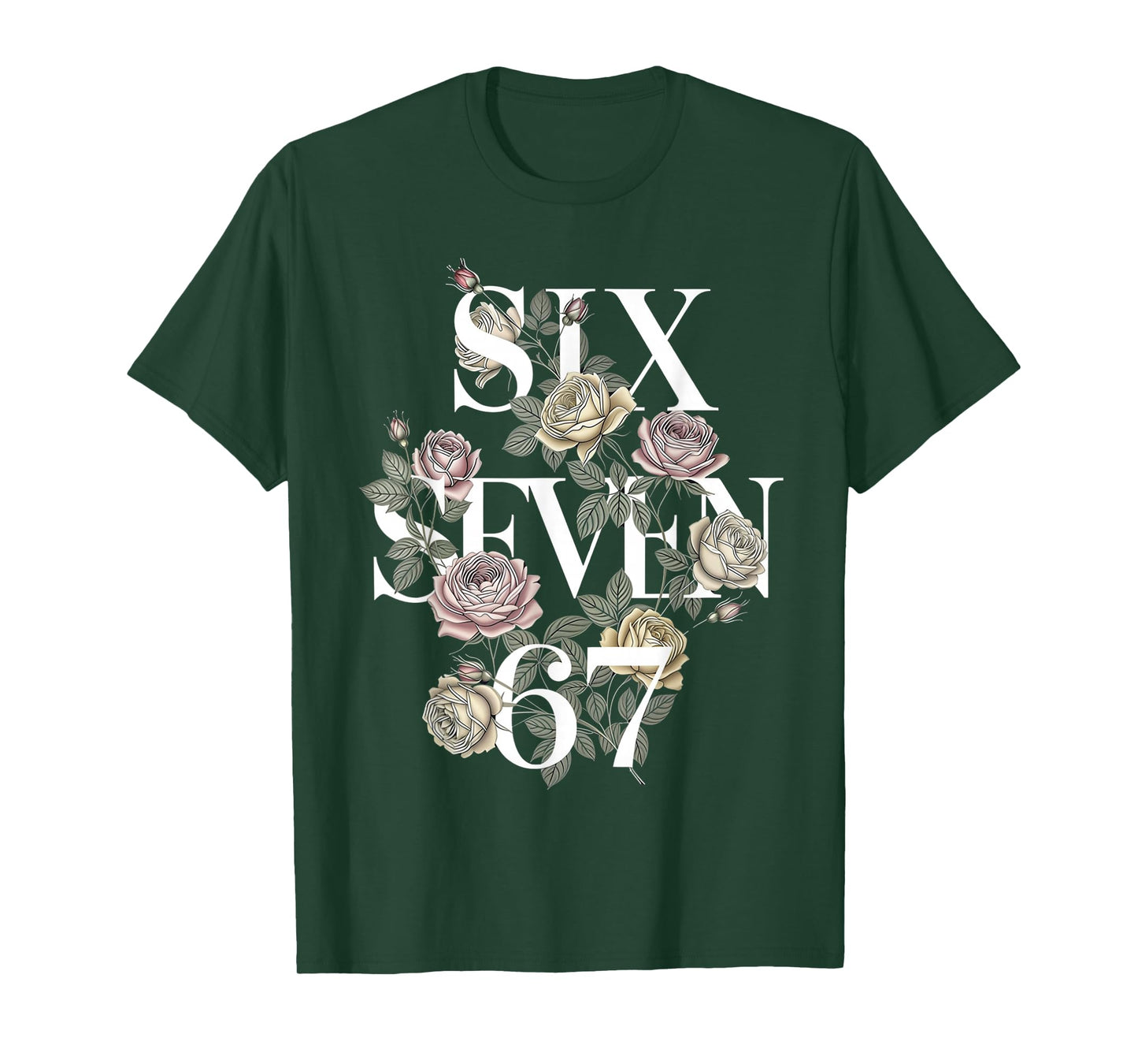 Vintage 67 Six Seven Meme Floral Boho Wildflower 6 7 Graphic T-Shirt