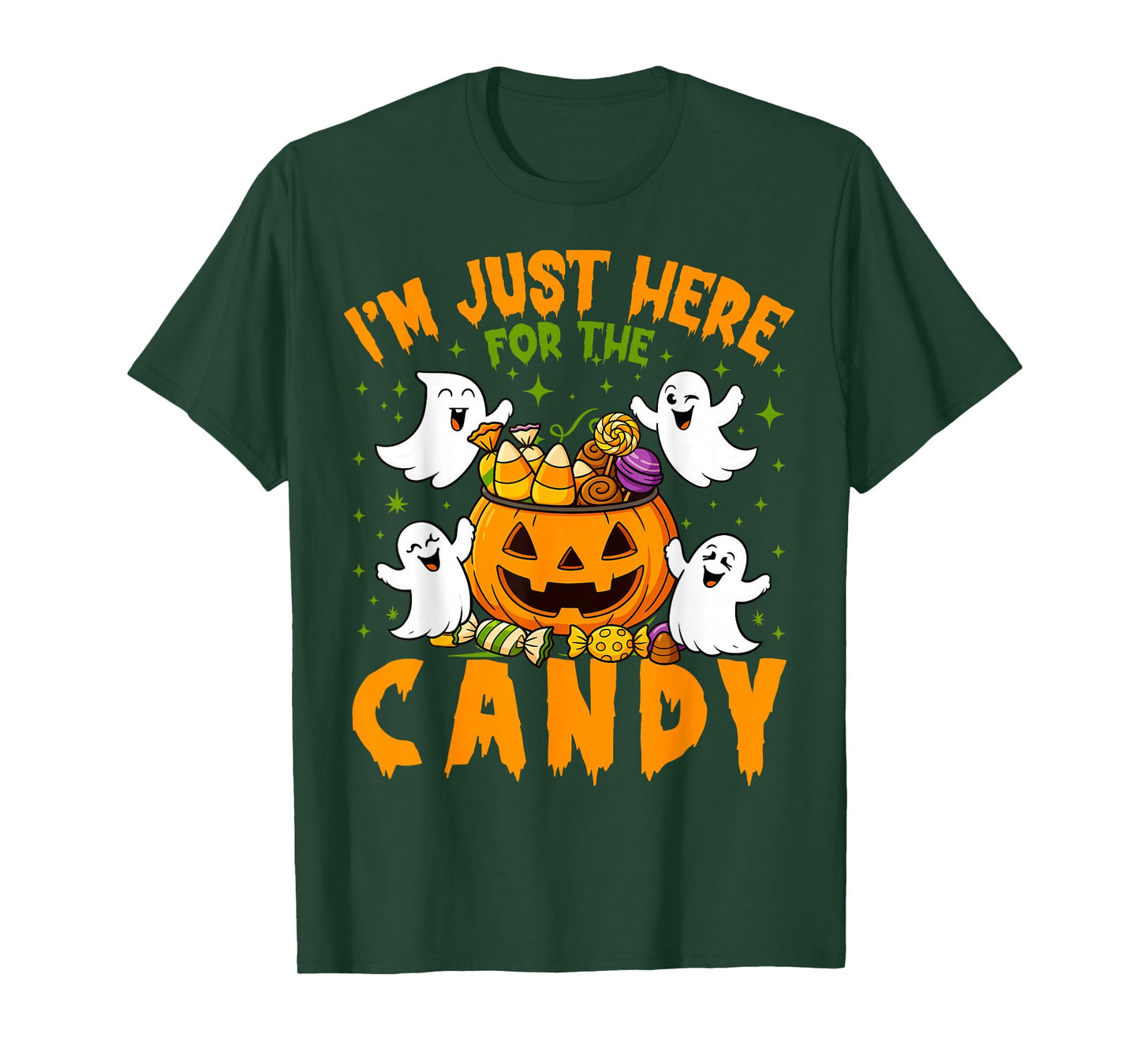 I'm Just Here for The Candy Funny Ghost Halloween Boys Girls T-Shirt