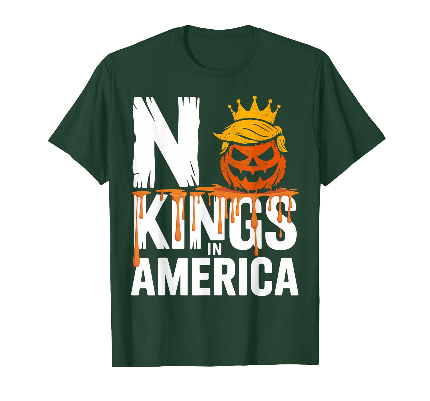 Funny No Kings Halloween 2025 Distressed USA Flag T-Shirt
