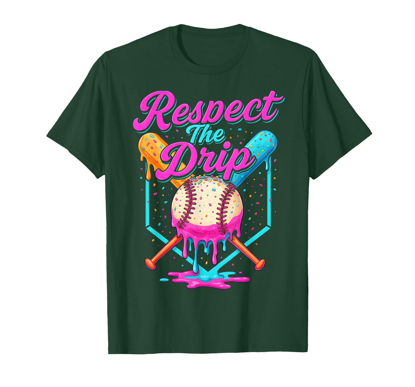 Baseball Drip Boys Home Plate Ice Cream Respect The Drip T-Shirt