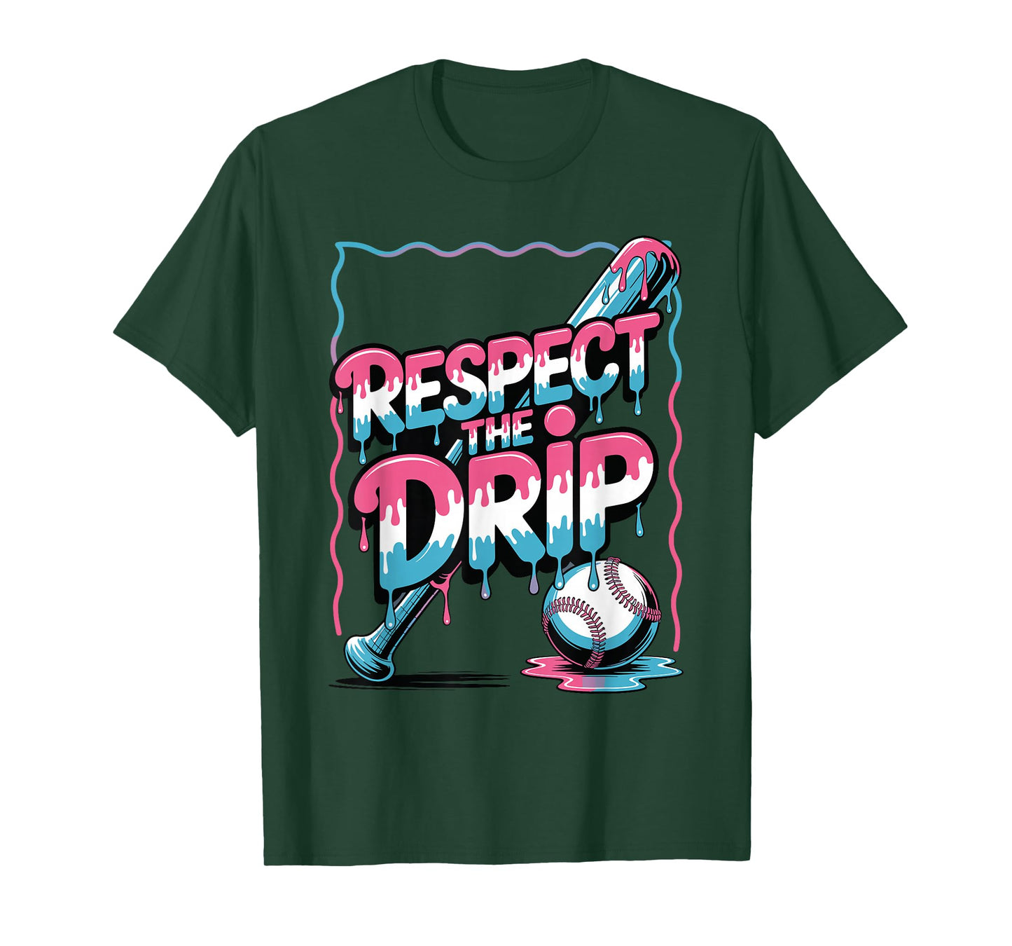 Respect The Drip Baseball Bat Ball Ice Cream Boys Kids T-Shirt