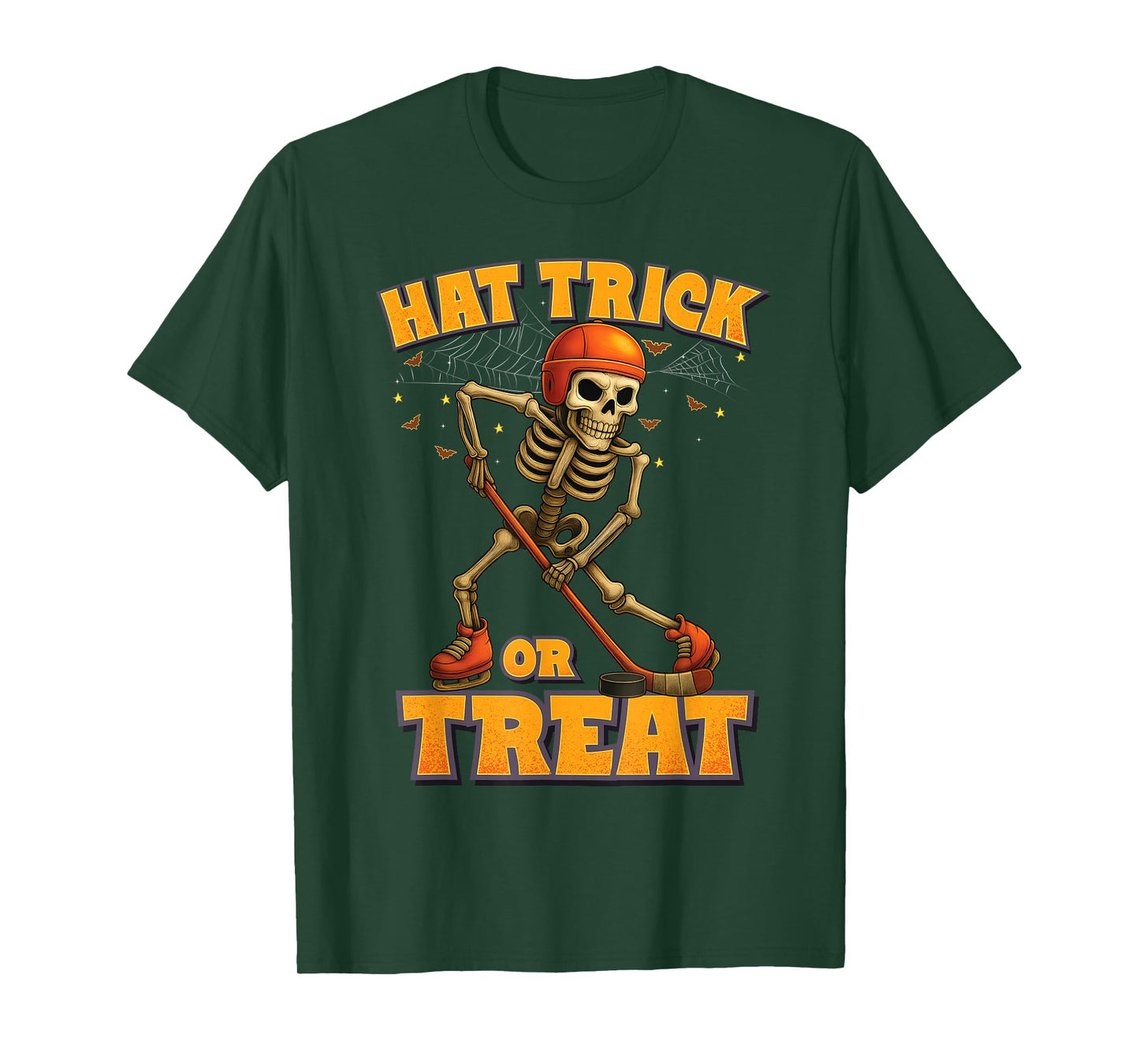 Funny Skeleton Ice Hockey Player Halloween Costume Boys Kids T-Shirt