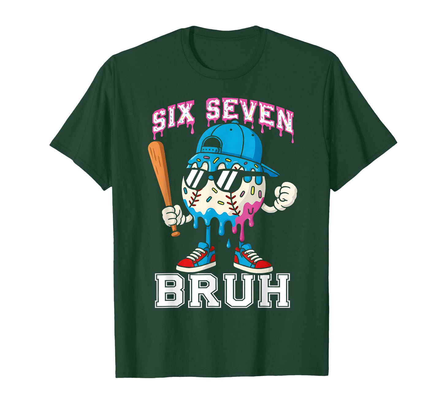 67 Six Seven Baseball Ice Cream Drip Number 67 Player T-Shirt