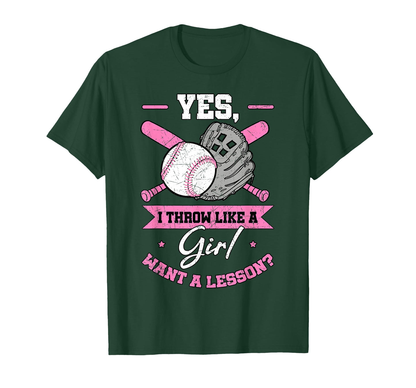 Yes I Throw Like A Girl Want A Lesson Baseball Softball Gift T-Shirt