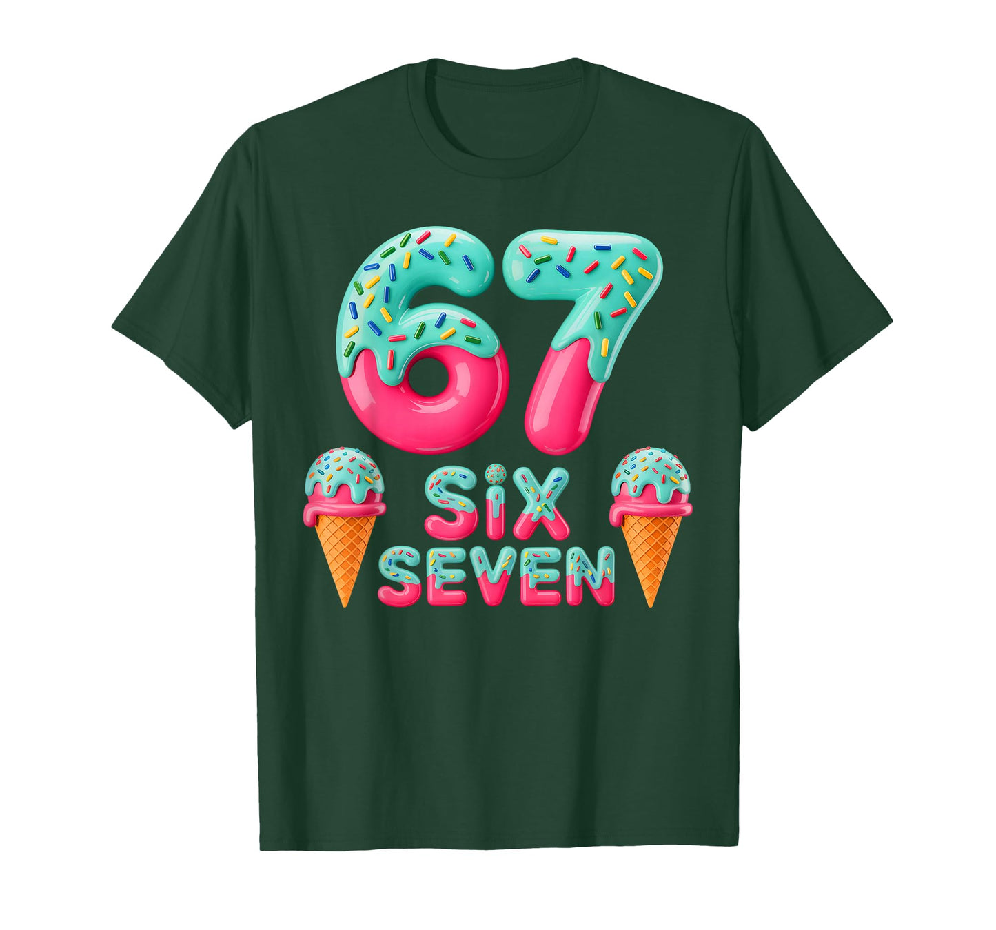 67 Ice Cream Drip Meme Funny Six Seven Gen Alpha Slang T-Shirt