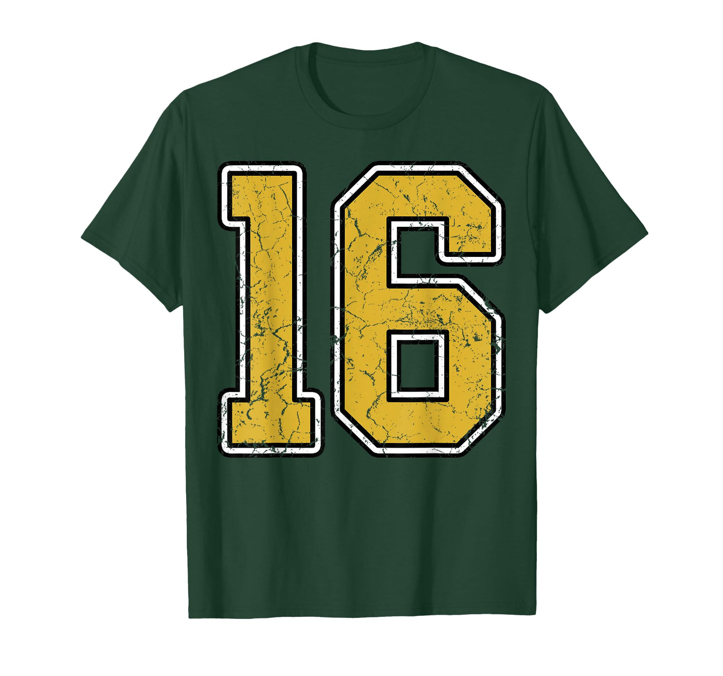 Old Gold Black White Sports Number 16 Jersey Uniform Player T-Shirt