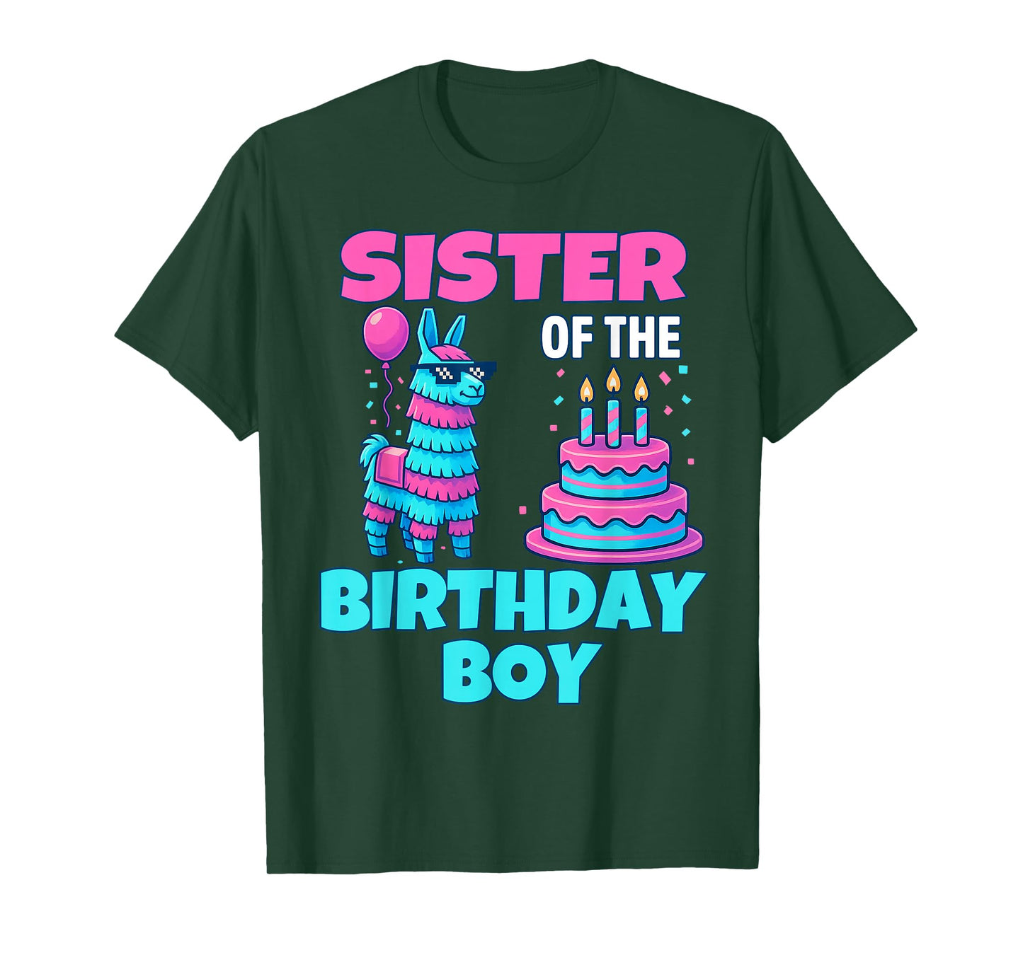 Sister Birthday Boy Llama Pinata Party family mathing women T-Shirt