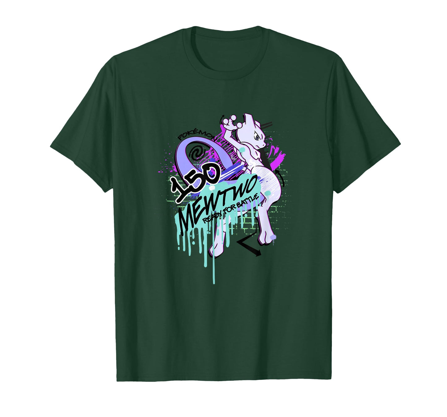 Pokémon Mewtwo Retro Graffiti #150 Ready For Battle T-Shirt