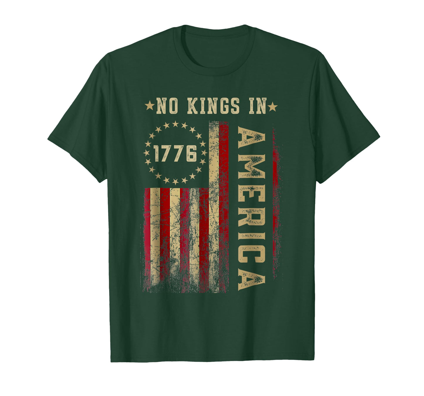 Retro June 14th No Kings In America 1776 USA Flag Men Women T-Shirt