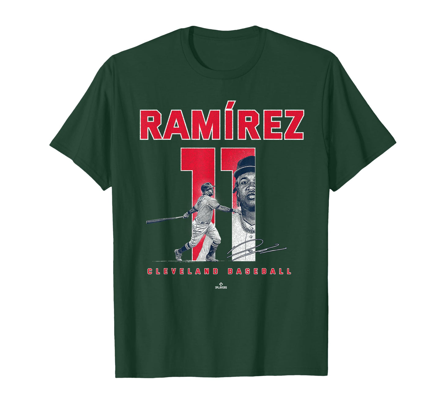 Number and Portrait Jose Ramirez Cleveland MLBPA T-Shirt