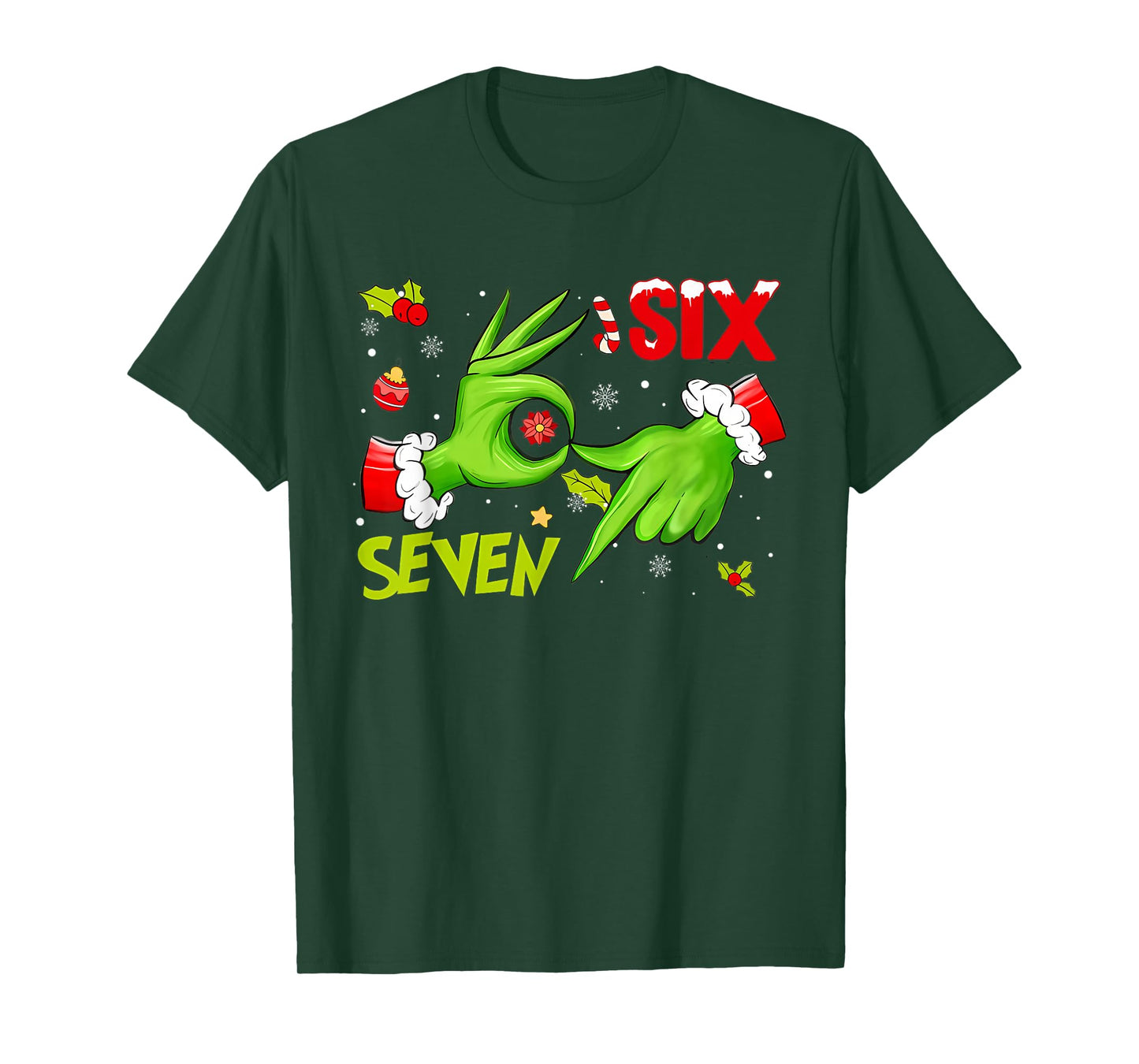 6 7 Six Seven Hand Gen Z Alpha Meme Slang Xmas Christmas T-Shirt