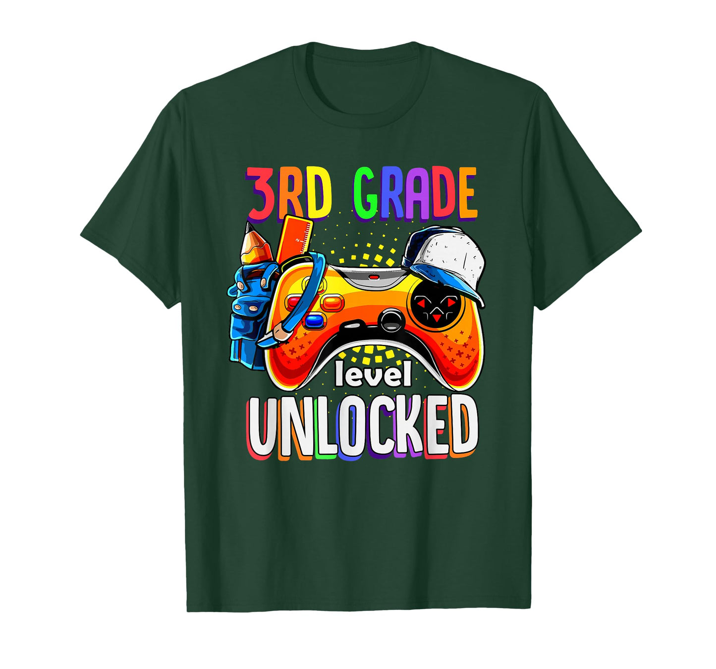 Gamer Back To School Gamepad 3rd Third Grade Level Unlocked T-Shirt