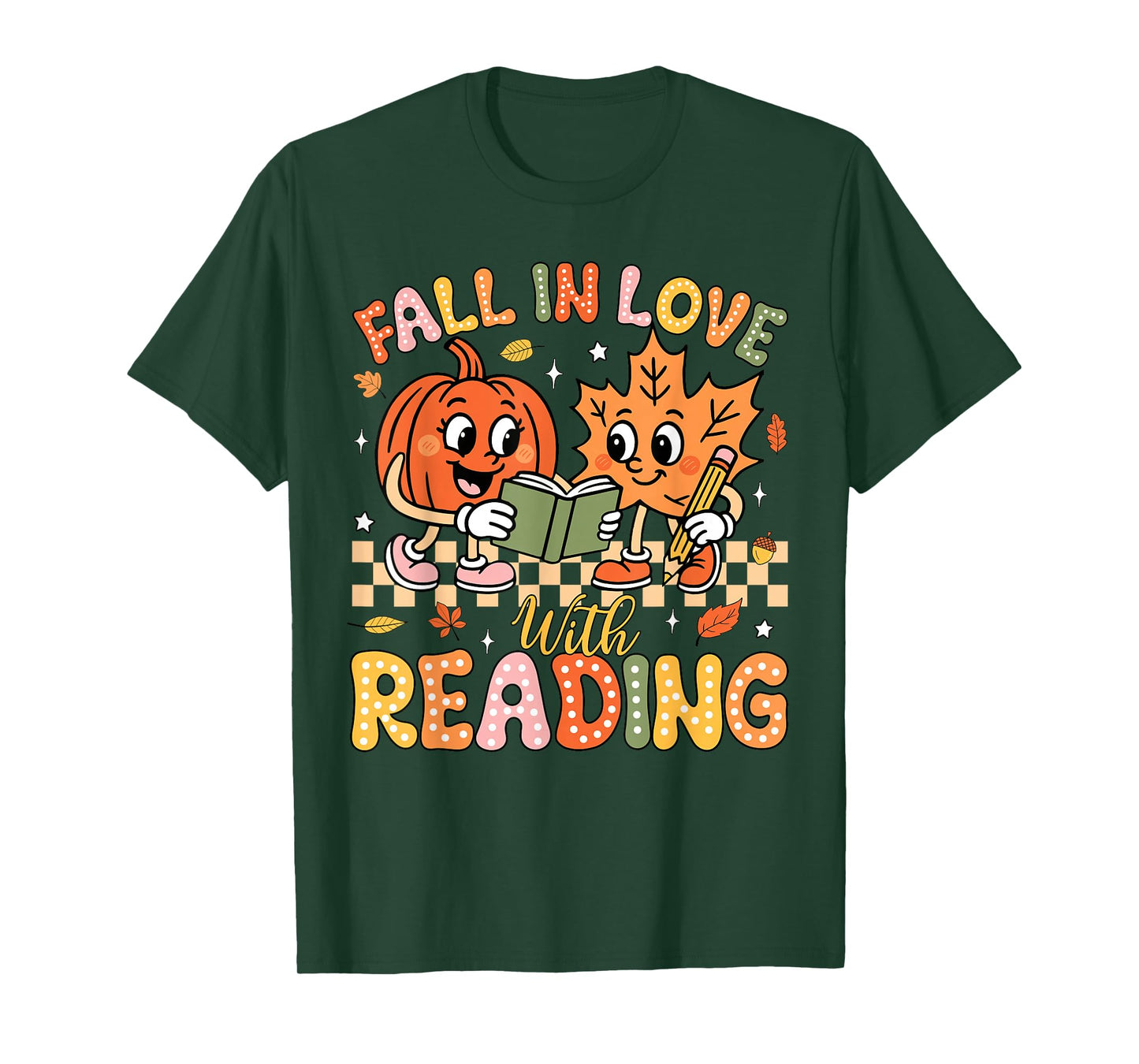 Fall In Love With Reading Autumn Pumpkin Teacher Book Lover T-Shirt