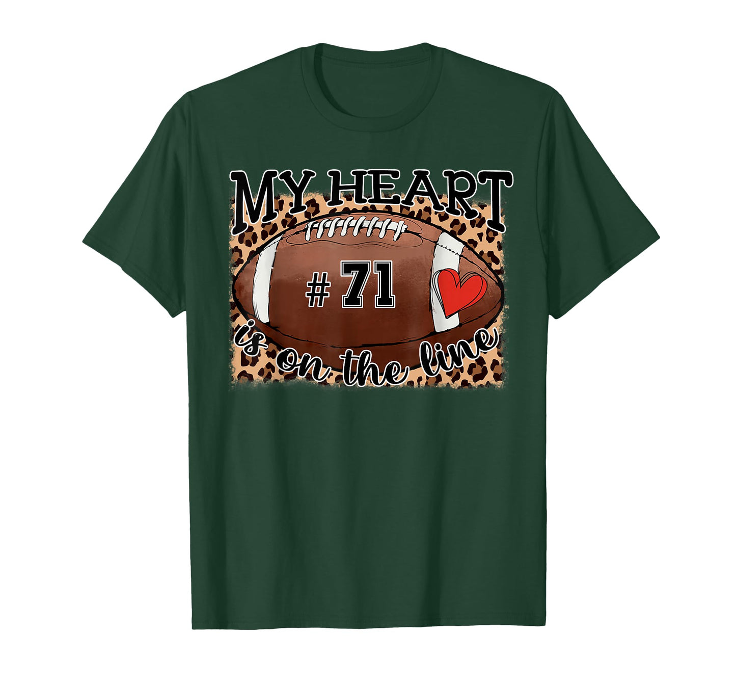 My Heart is On The Line Jersey Night Number 71 Football Mom T-Shirt