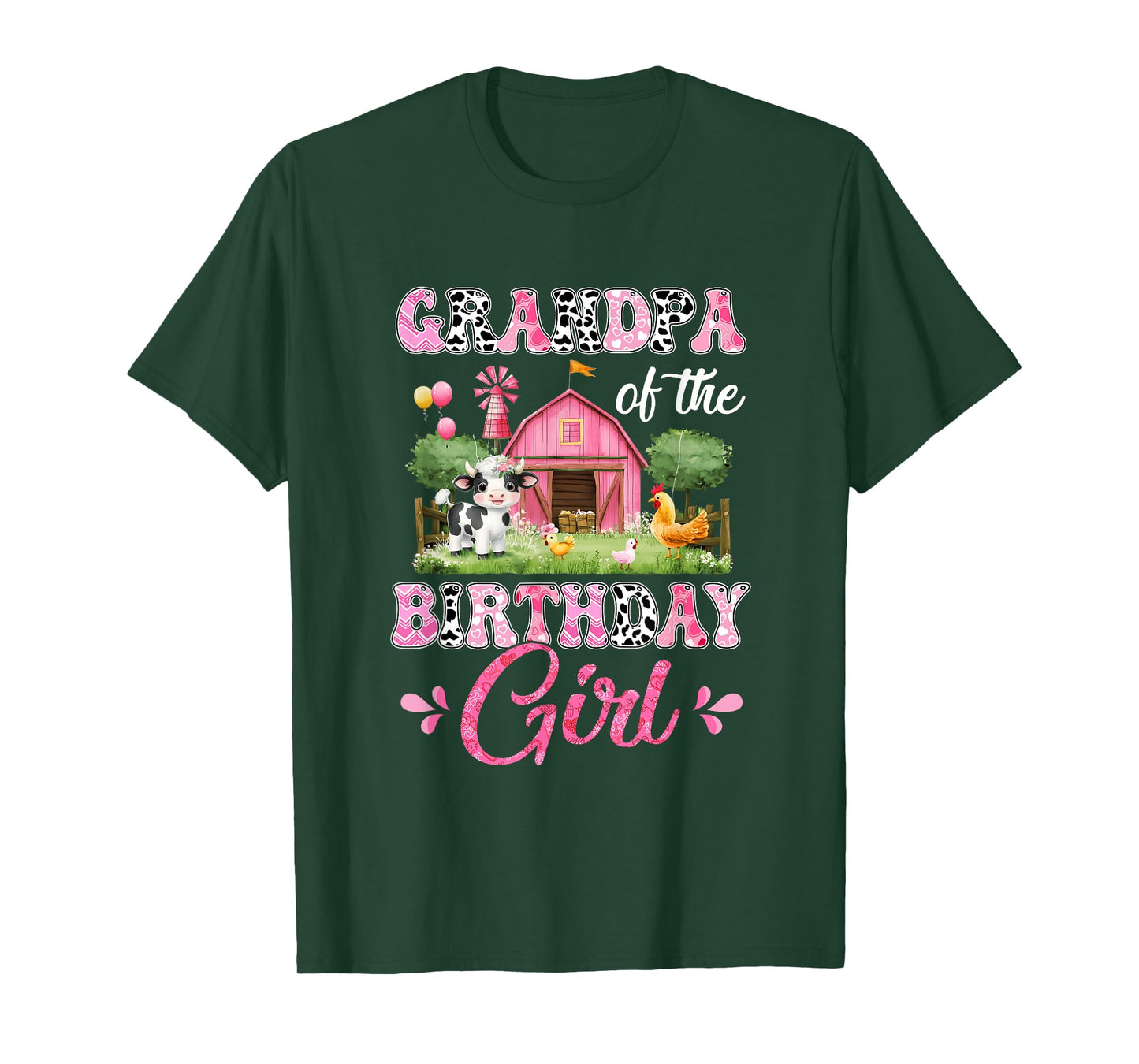 Grandpa Of The Birthday Girl 1St Birthday Cow Farm Family T-Shirt