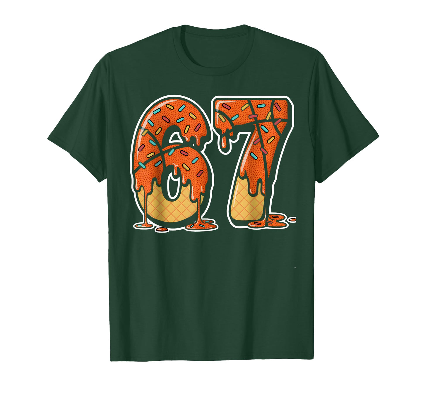 67 Ice Cream Drip Basketball Gen Alpha Slang Six Seven Meme T-Shirt