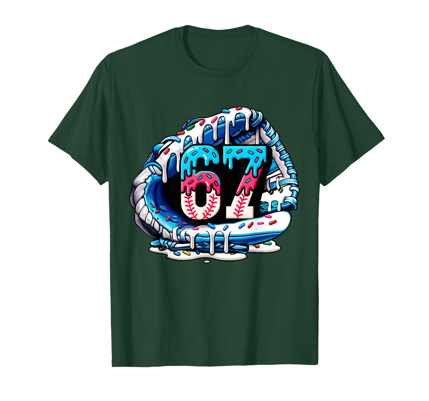 67 Meme Slang Baseball Glove Drip Ice Cream Six Seven 6 7 T-Shirt
