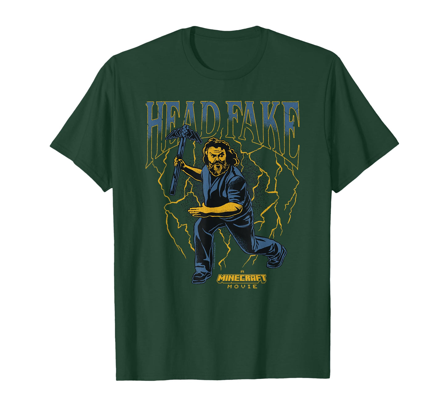 A Minecraft Movie Head Fake Steve Thunder And Metal Portrait T-Shirt