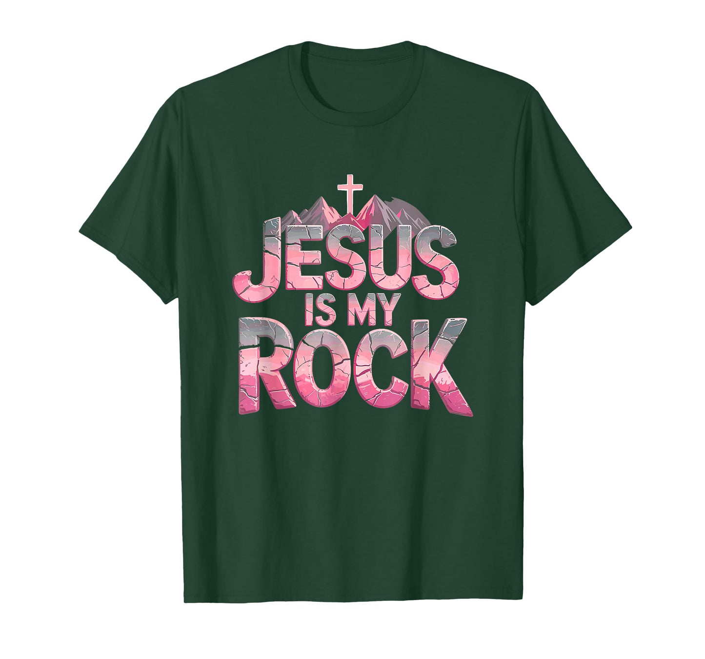 Jesus Is My Rock Pink Religious Christian Biblical T-Shirt T-Shirt